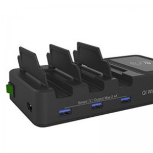 4 в 1 QI безжично зарядно 3 порта usb зарядна станция